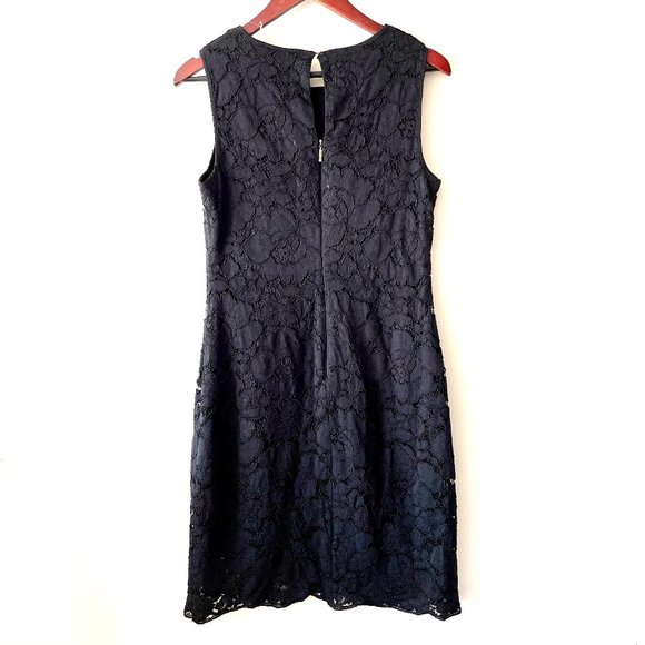 🔥 Karl Lagerfeld Paris | Black Floral Lace Overlay Sheath Cocktail Dress Sz 8 - Picture 6 of 8